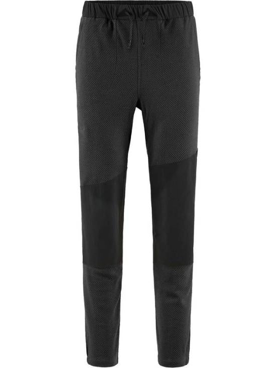 Textured Black Straight Pants with Reinforced Knee Panels
