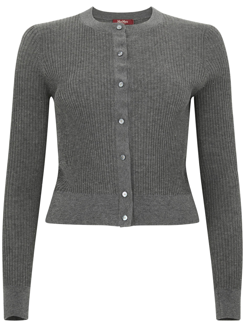 Ribbed Silk-Wool Cardigan with Button-Down Front