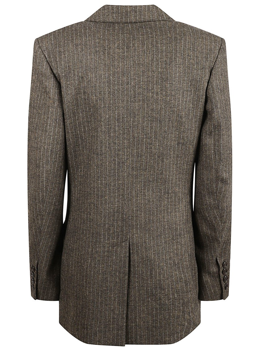 Striped Wool Blend Suit Jacket