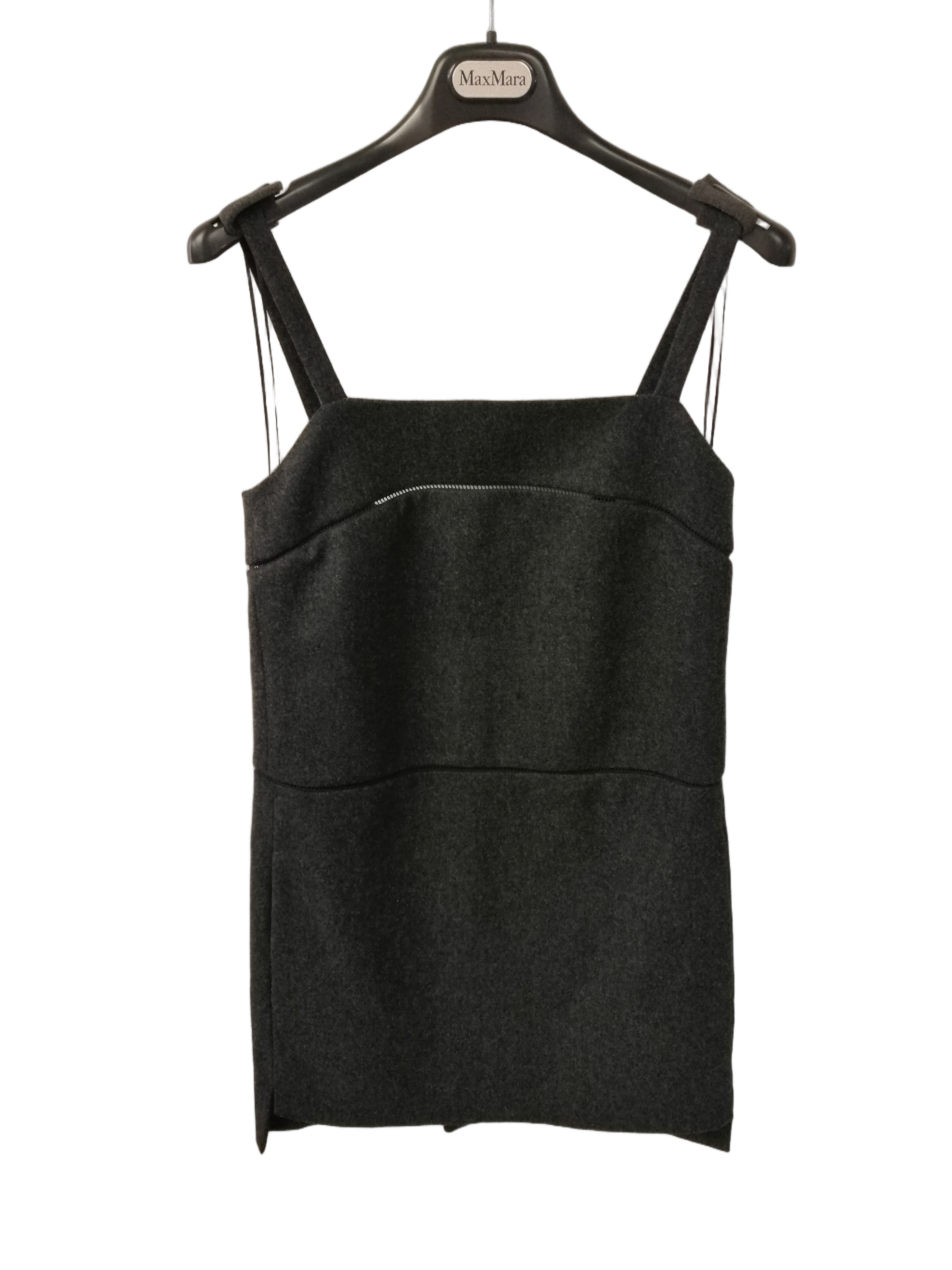 Structured Grey Dress with Asymmetrical Hemline