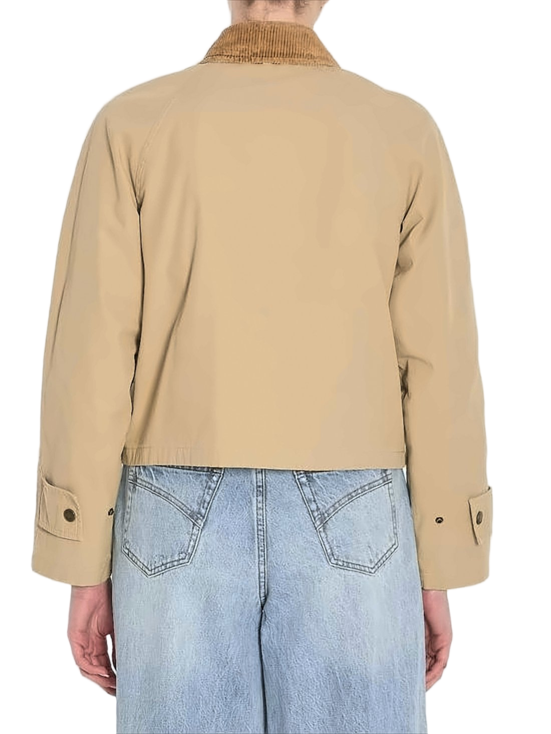 Boxy Cropped Jacket with Corduroy Collar