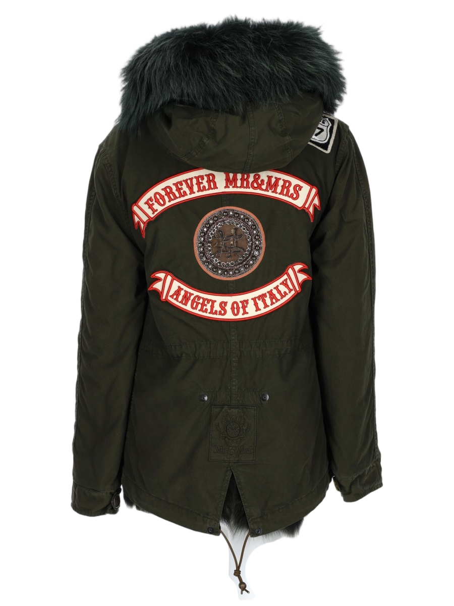 Patches Logo Parka With Fur-Trimmed Hood