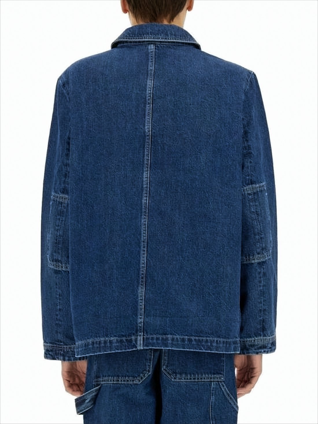 Straight-Cut Denim Jacket with Button-Up Front