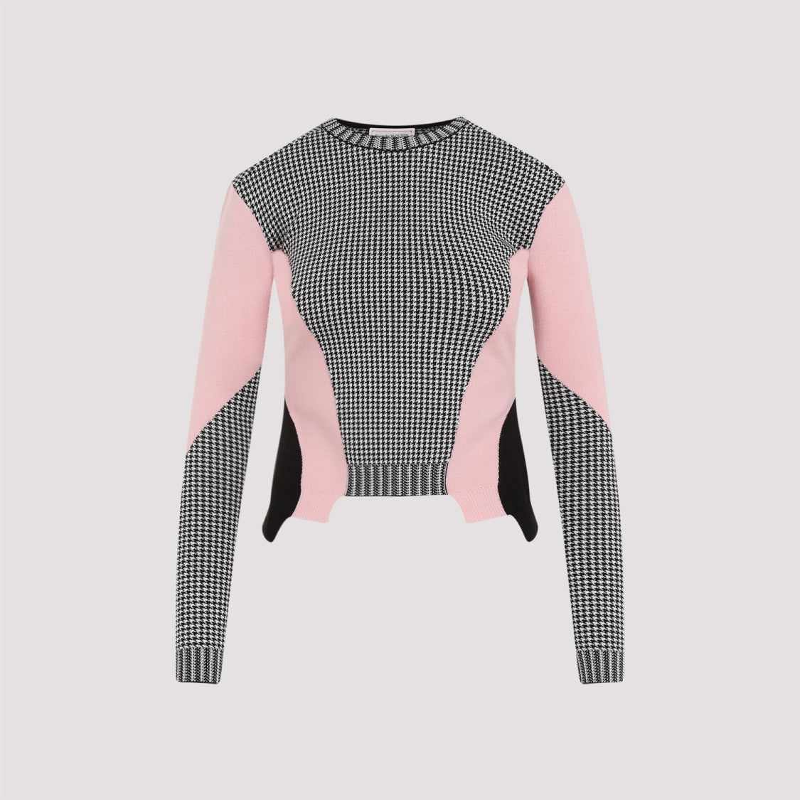 Black White Pink Wool Pullover