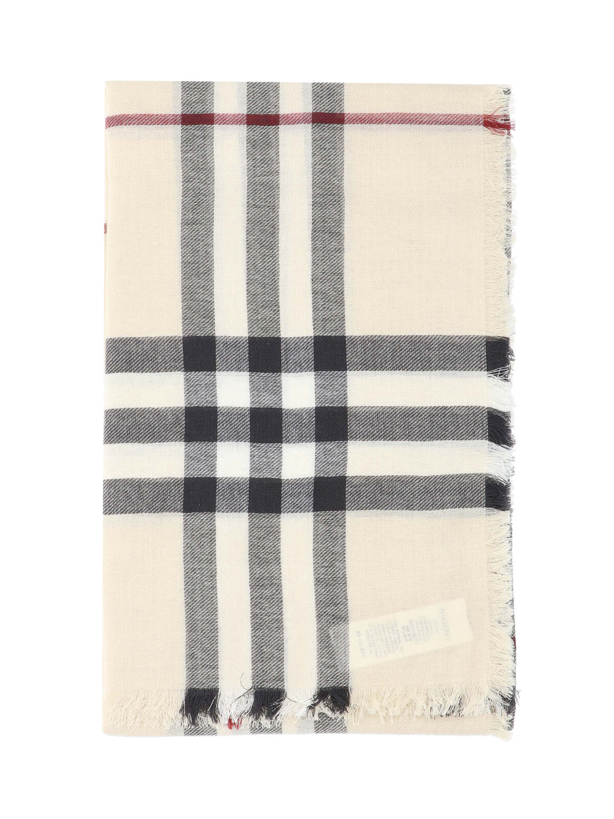"Check" Wool Scarf – Cream
