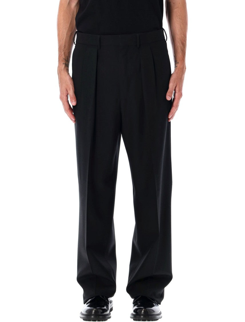 Wide Wool Double-Pleat Trousers