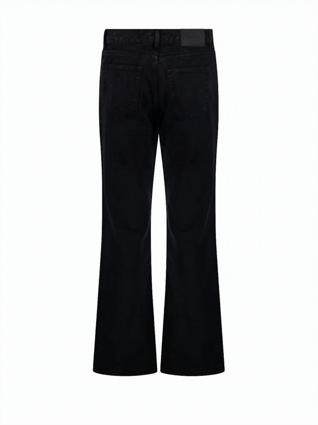 Slightly Flared Black Denim Pants with Five-Pocket Design