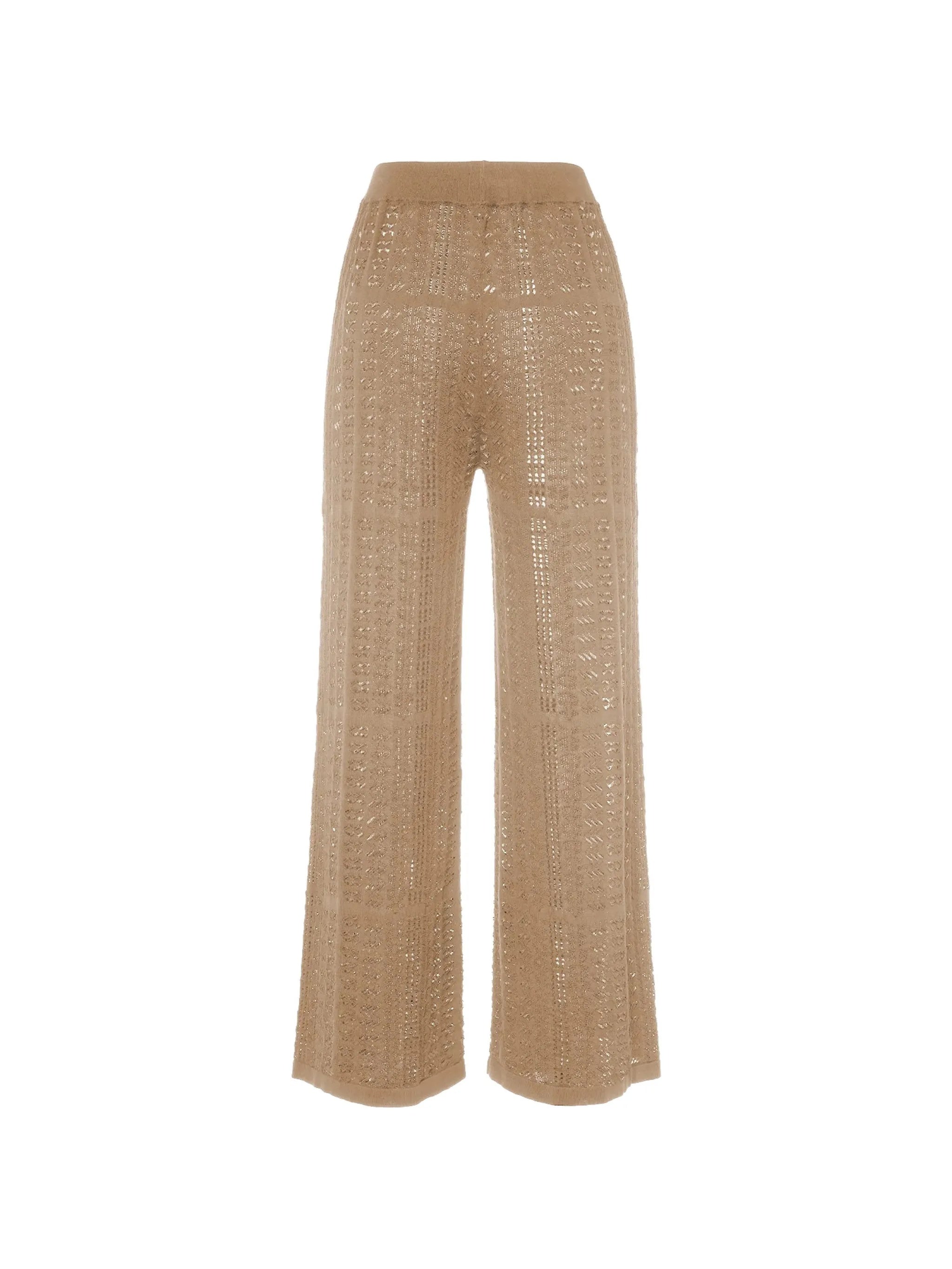 Black Pantalone Wide-Leg Open-Knit Cotton Pants