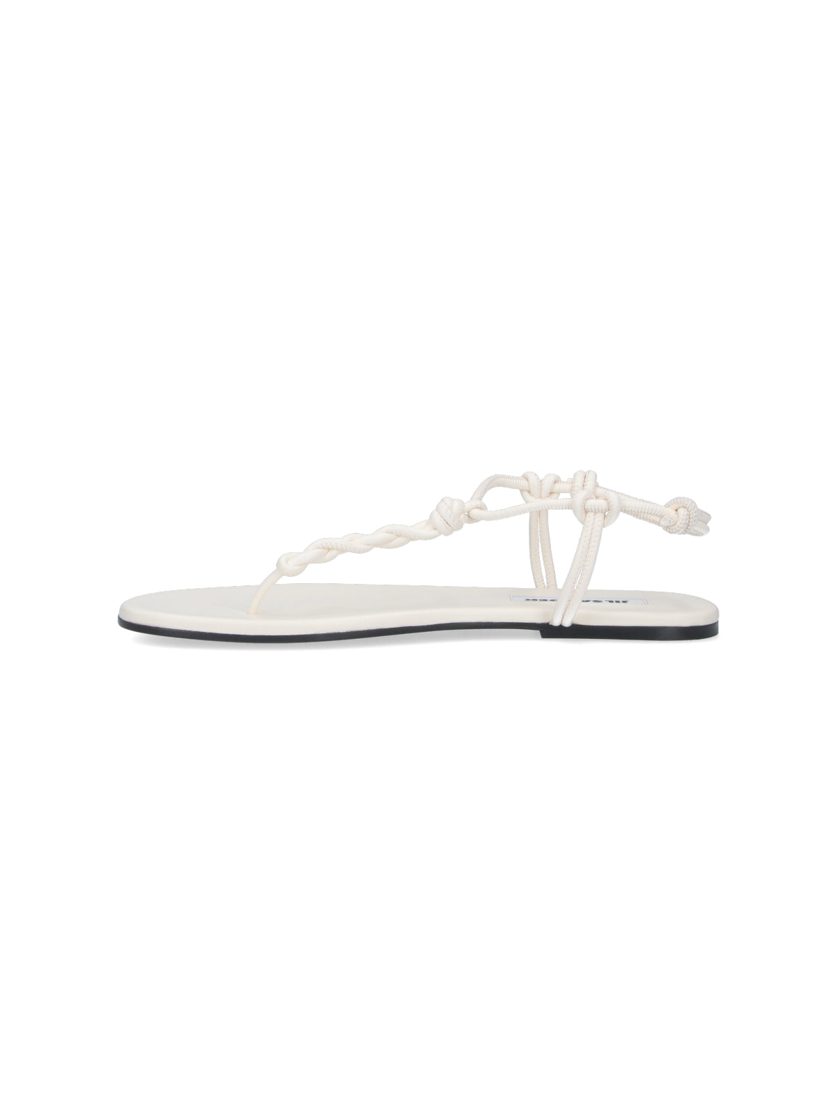 White Tangle Braided Leather Thong Sandals