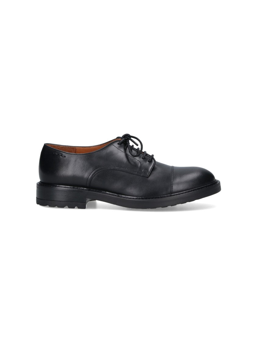 Polished Black Leather Lace-Up Shoes With Refined Detailing
