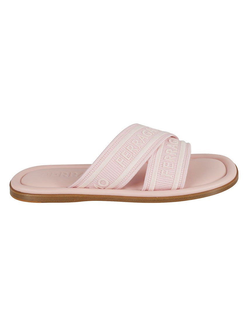 Wide Crisscross Strap Pink Sandals