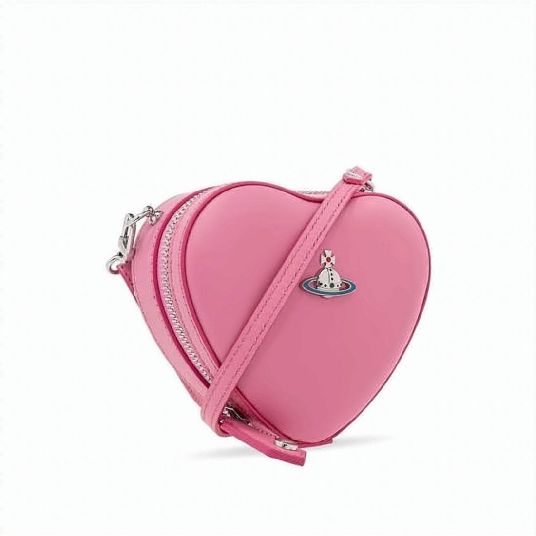 Heart-Shaped Nappa Leather Shoulder Bag with Zip Closure