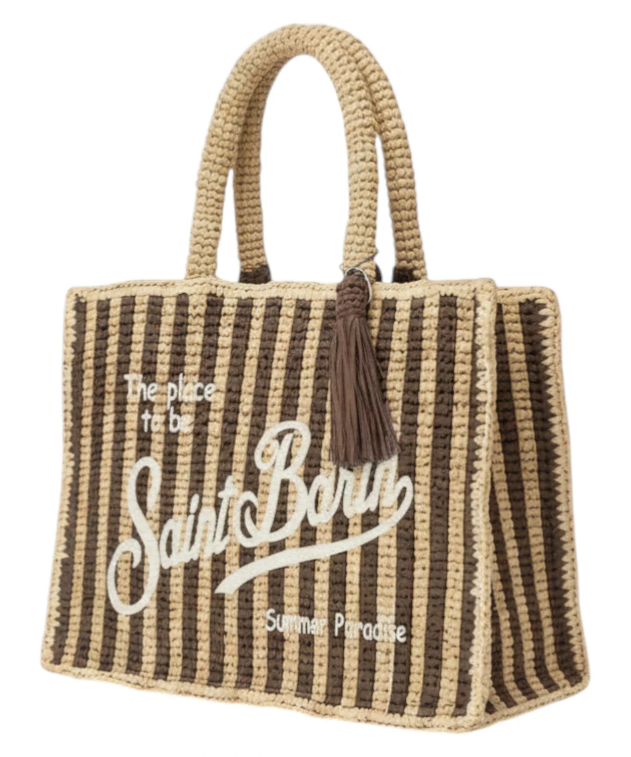 Woven Rectangular Tote Bag with Vertical Stripes