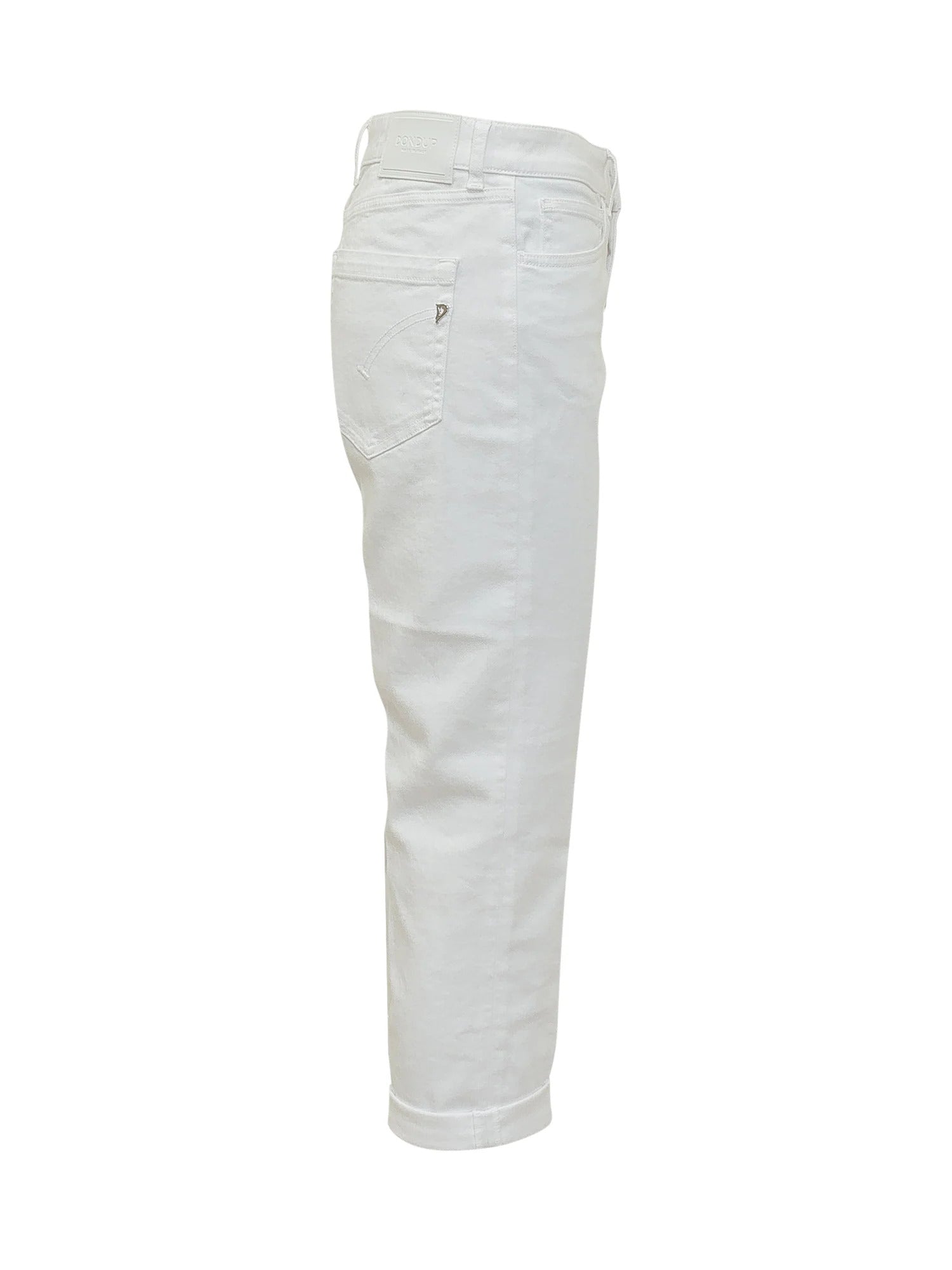 Cropped White Jeans with Button-Front Closure