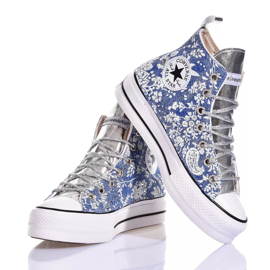 Platform Sneakers In Silver Light Blue