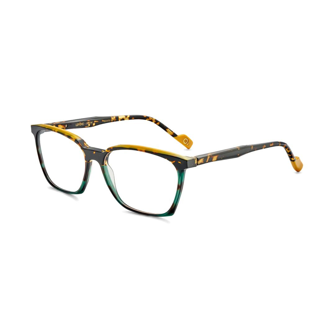 Lepore Tortoiseshell Square Frame Eyeglasses with Amber Accents
