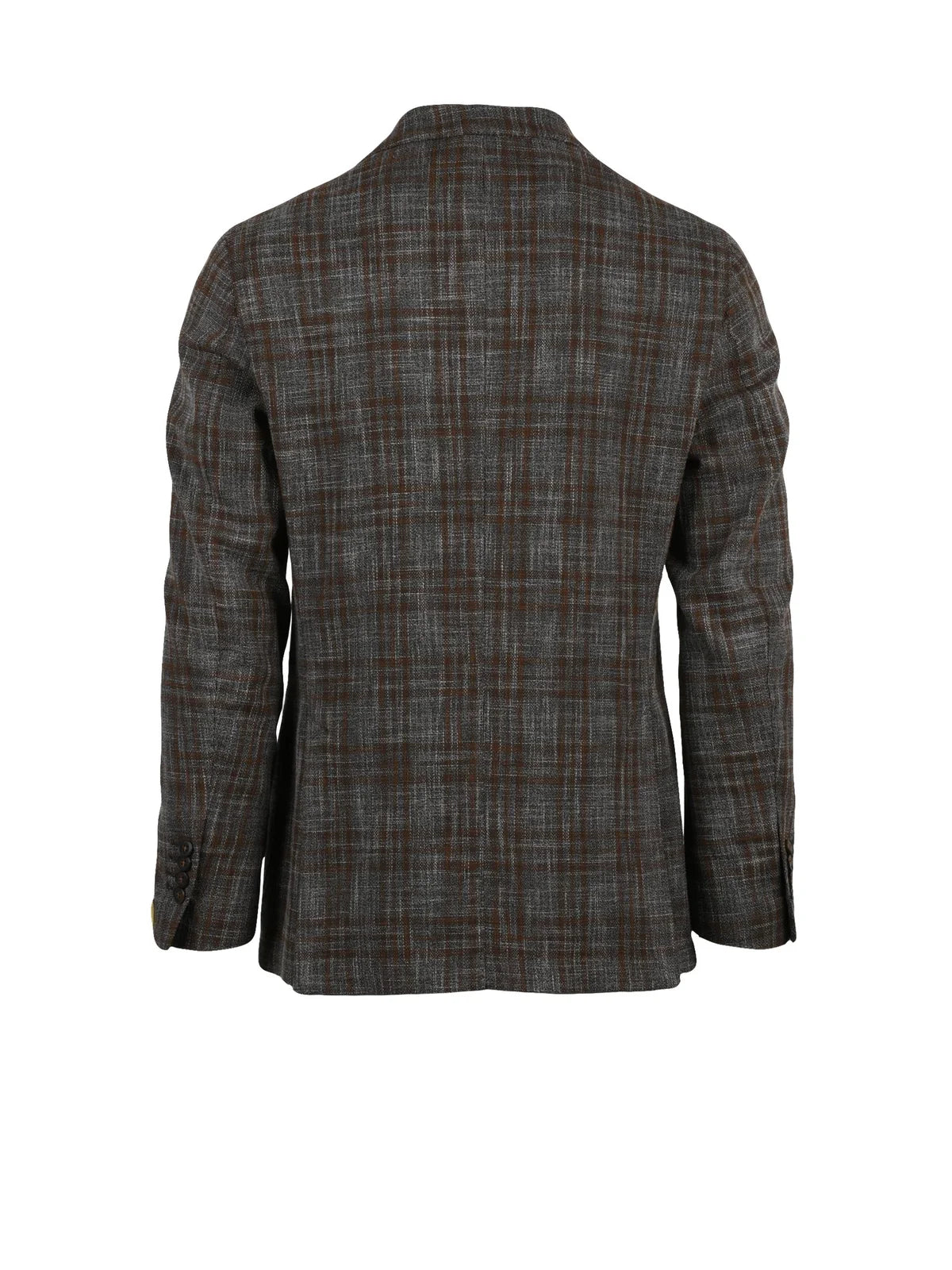 Brown Wool Cotton Polyamide Rounded Blazer