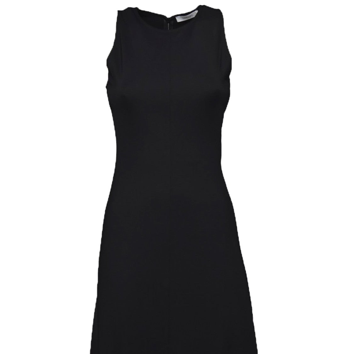 Fitted Black Midi Dress with Subtle Drape Hem