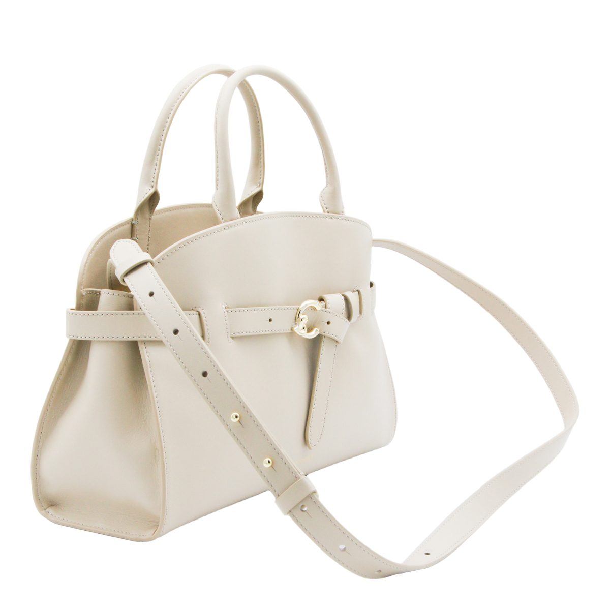 Structured Handbag with Gold-tone Buckle