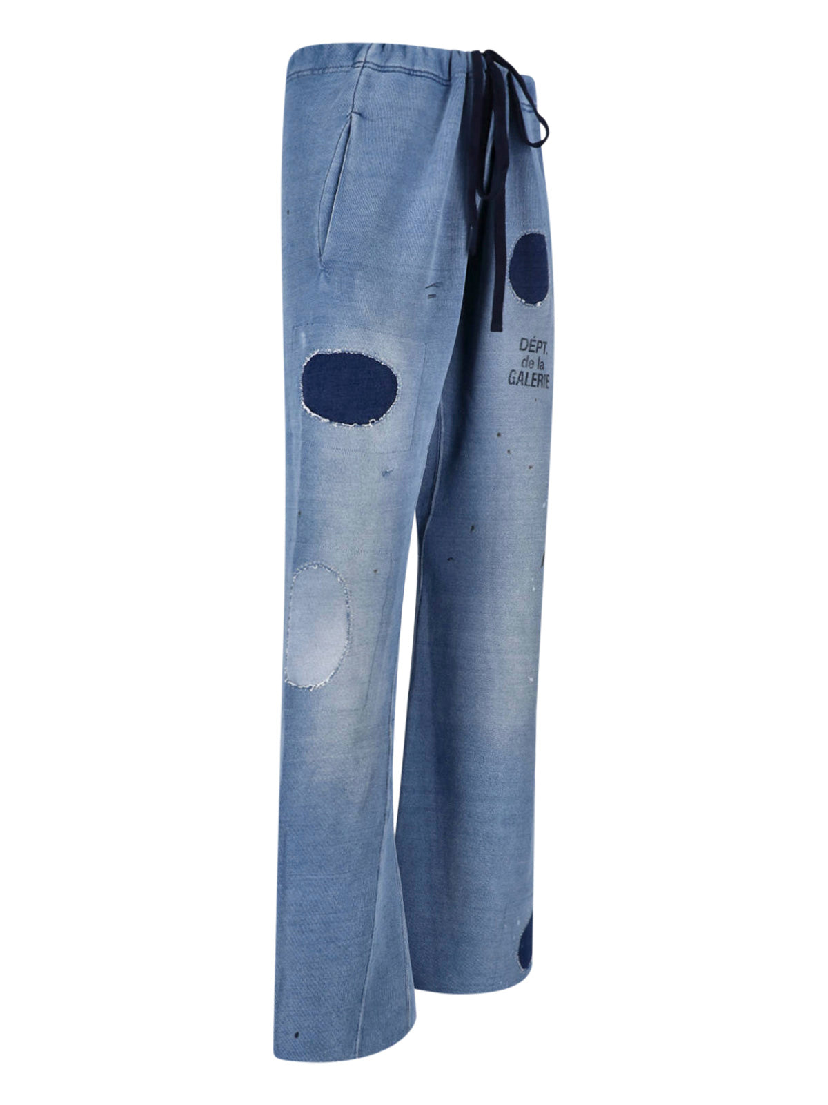 Relaxed Wide-Leg Trousers With Distressed Detailing And Patchwork Accents