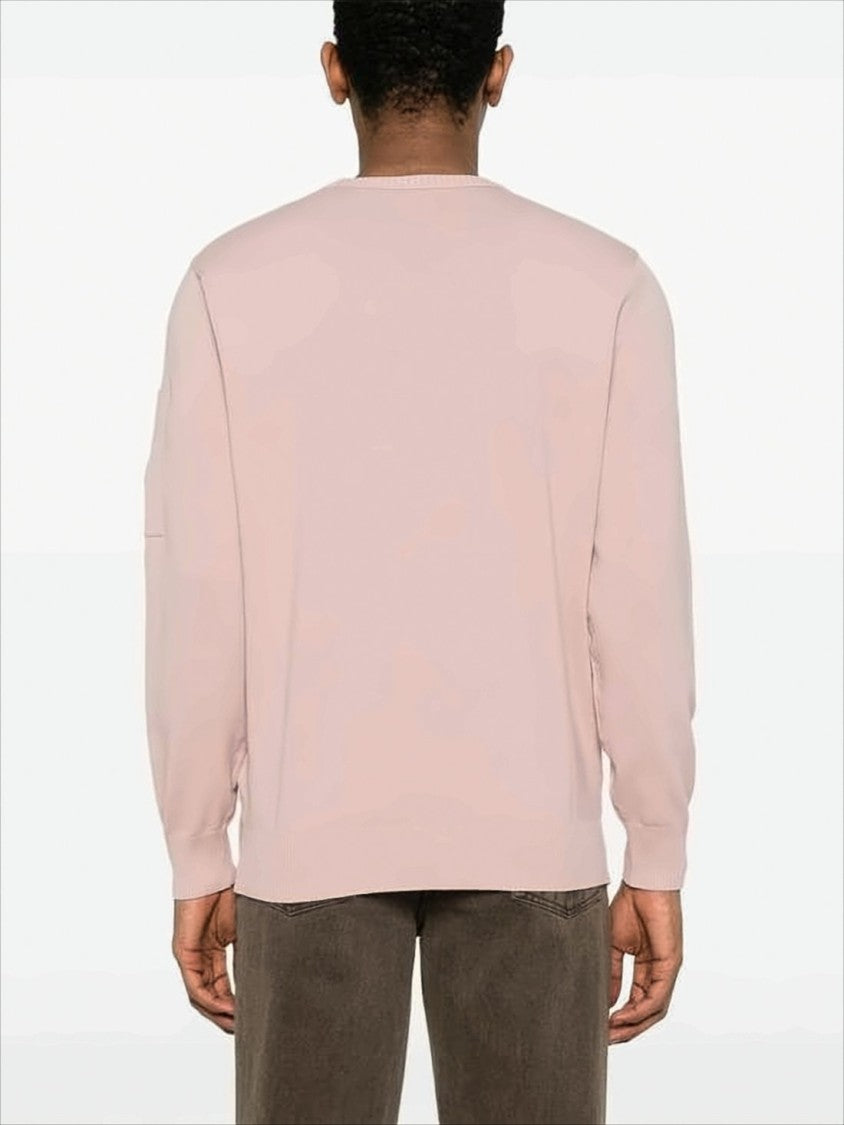 Light Pink Cotton Sweater with Classic Crew Neck