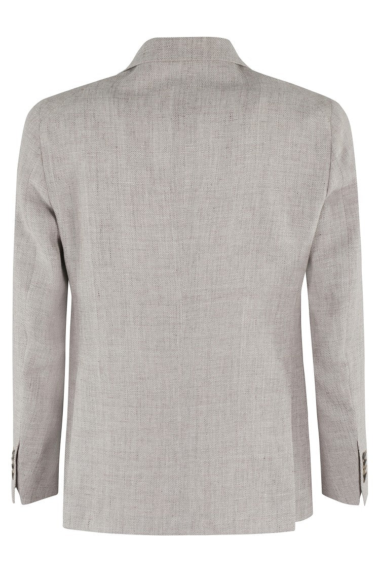 Linen Wool Mat Effects Single Breasted Jacket
