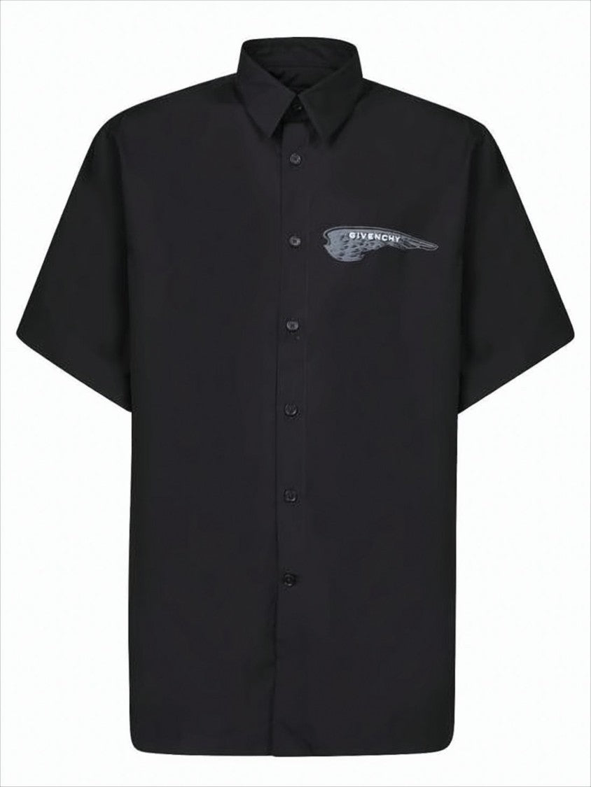 Minimalist Black Short-Sleeved Shirt with Subtle Logo Detail