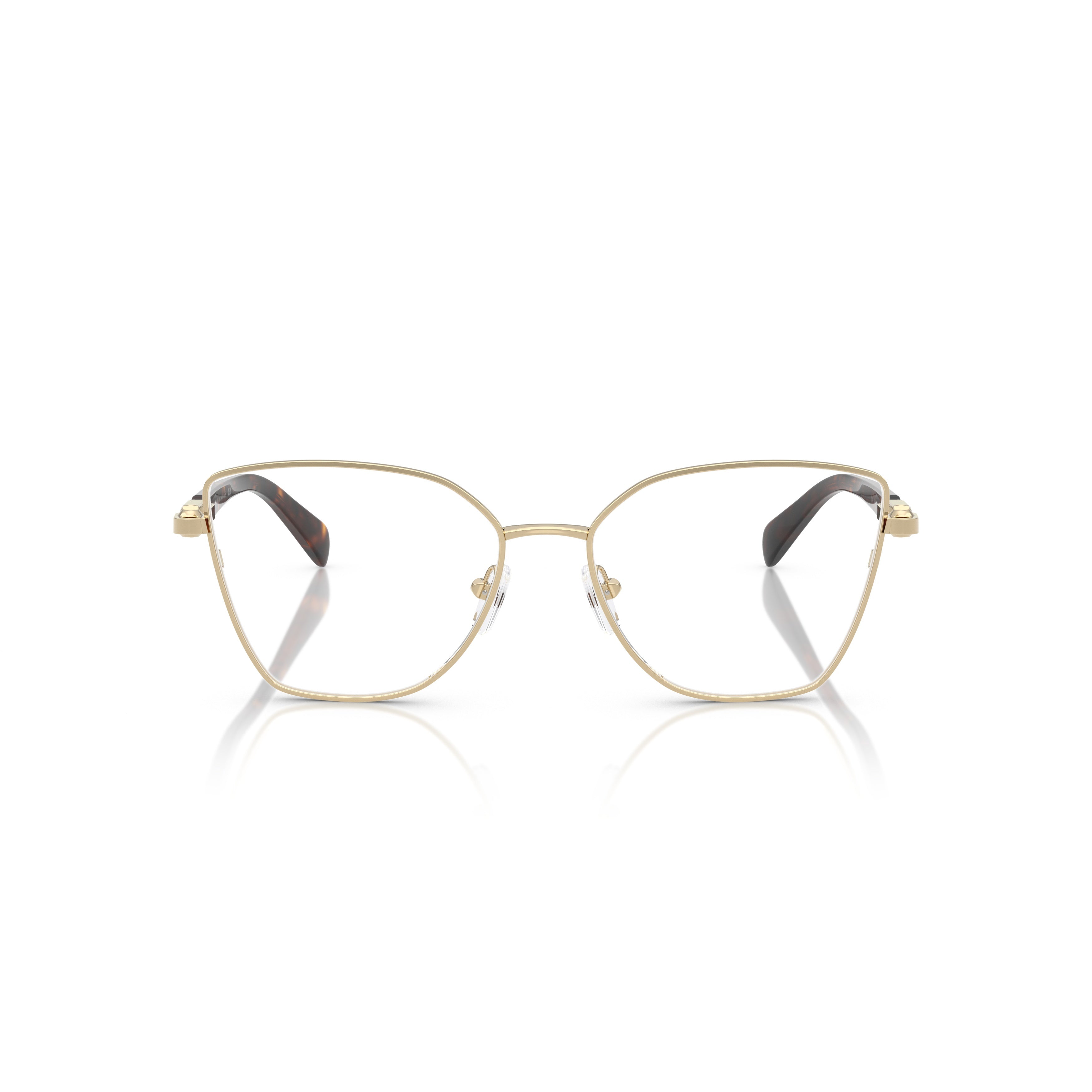 0mk3090 Rounded Square Gold-Finish Eyeglasses with Tortoiseshell Temples