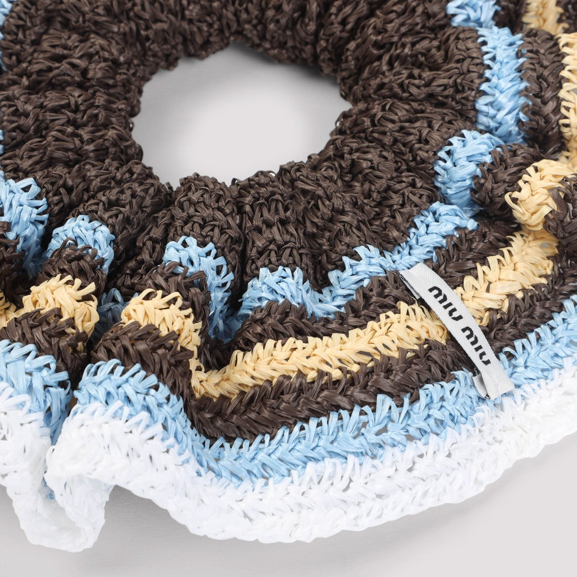 Textured Circular Hat With Multicolor Stripes