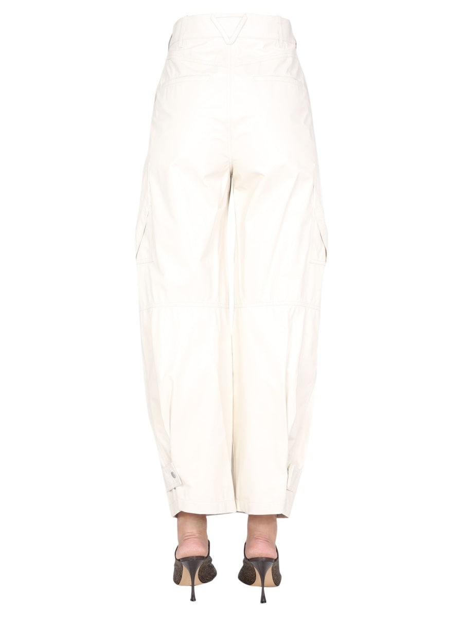 Leather Cargo Pants with Zip Closure