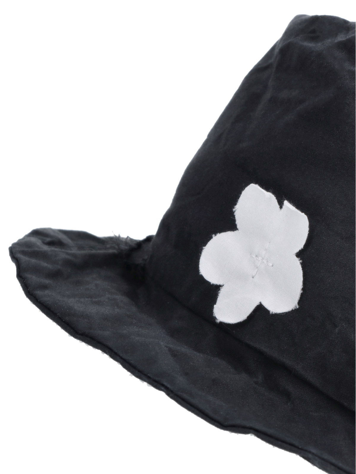 Black Round Crown White Floral Hat