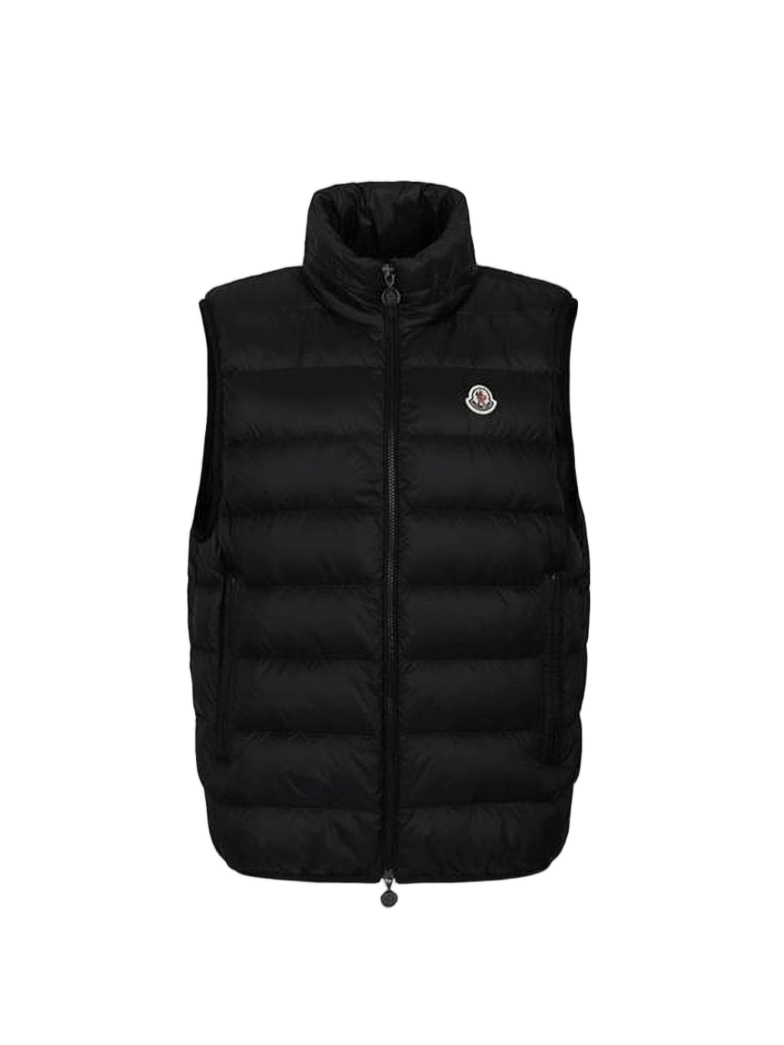 Padded Black Vest with High Collar