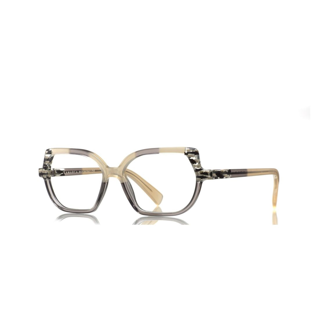 Mosaico 167 Geometric Frame Eyeglasses in Translucent Beige