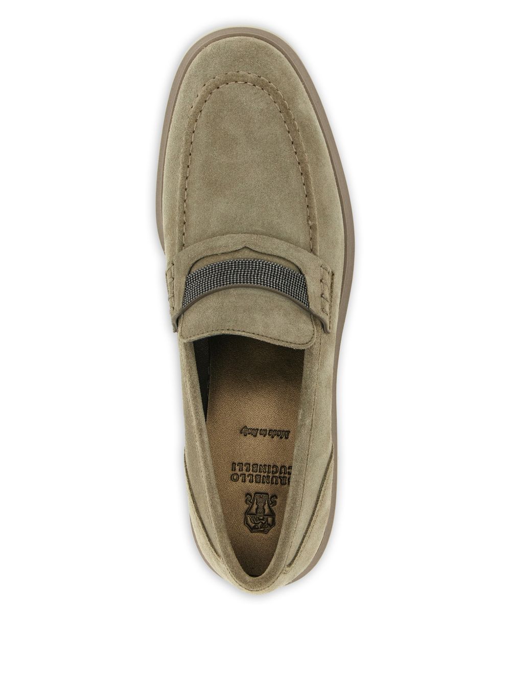 Suede Loafers with Decorative Strap