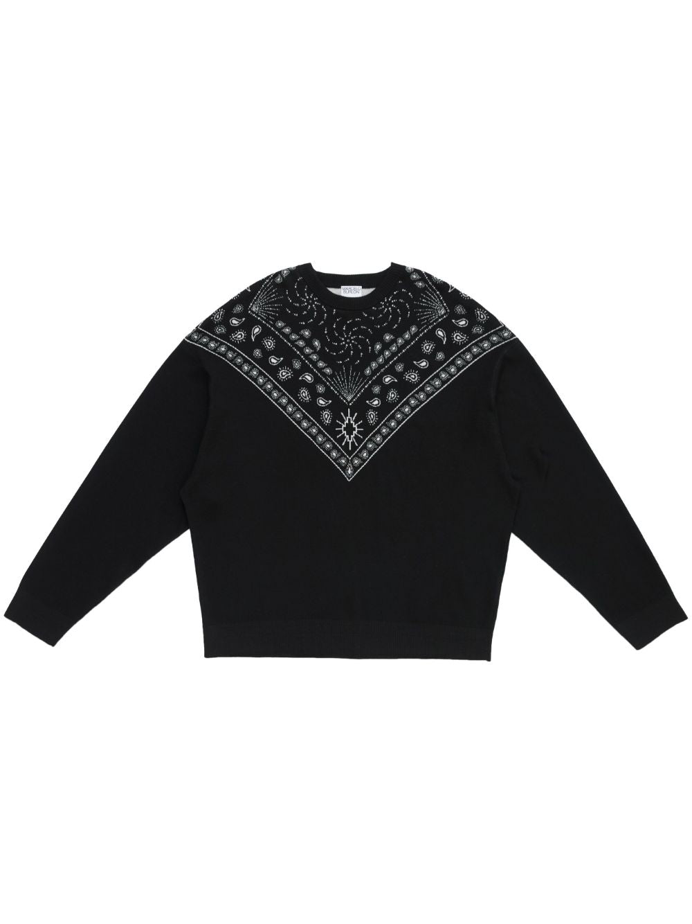 Black Bandana Knit Comfort Crew Neck Sweater