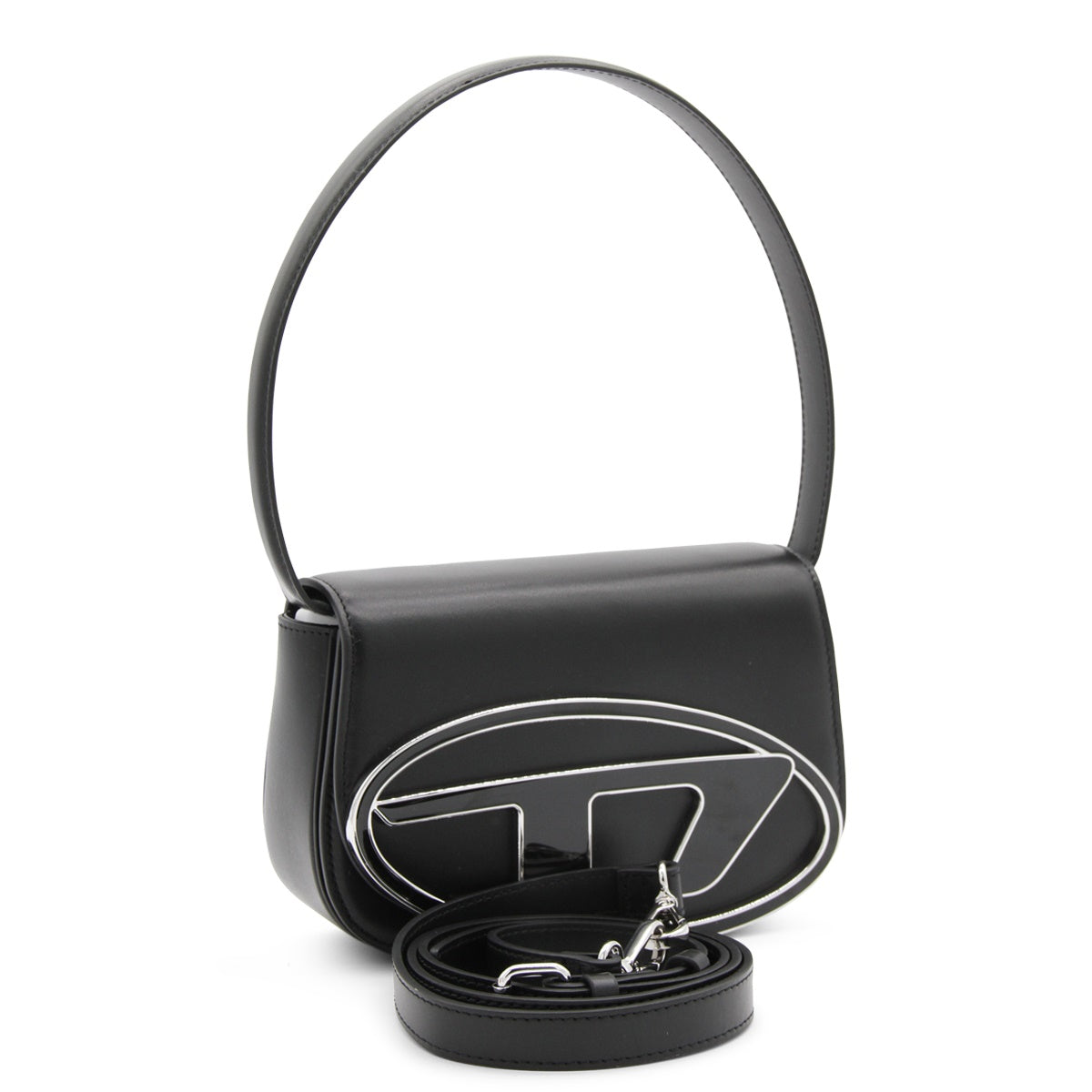 1DR Black Leather Shoulder Bag