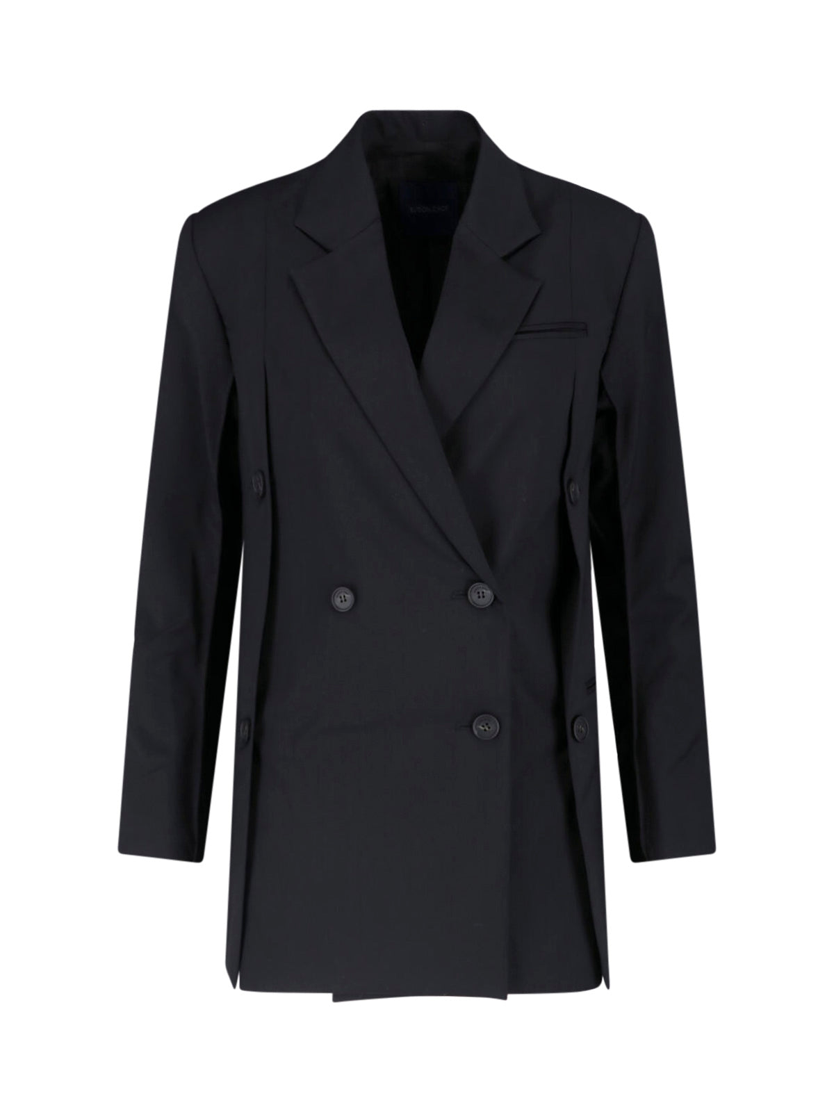 Black Beatrice Double-Breasted Virgin Wool Blazer