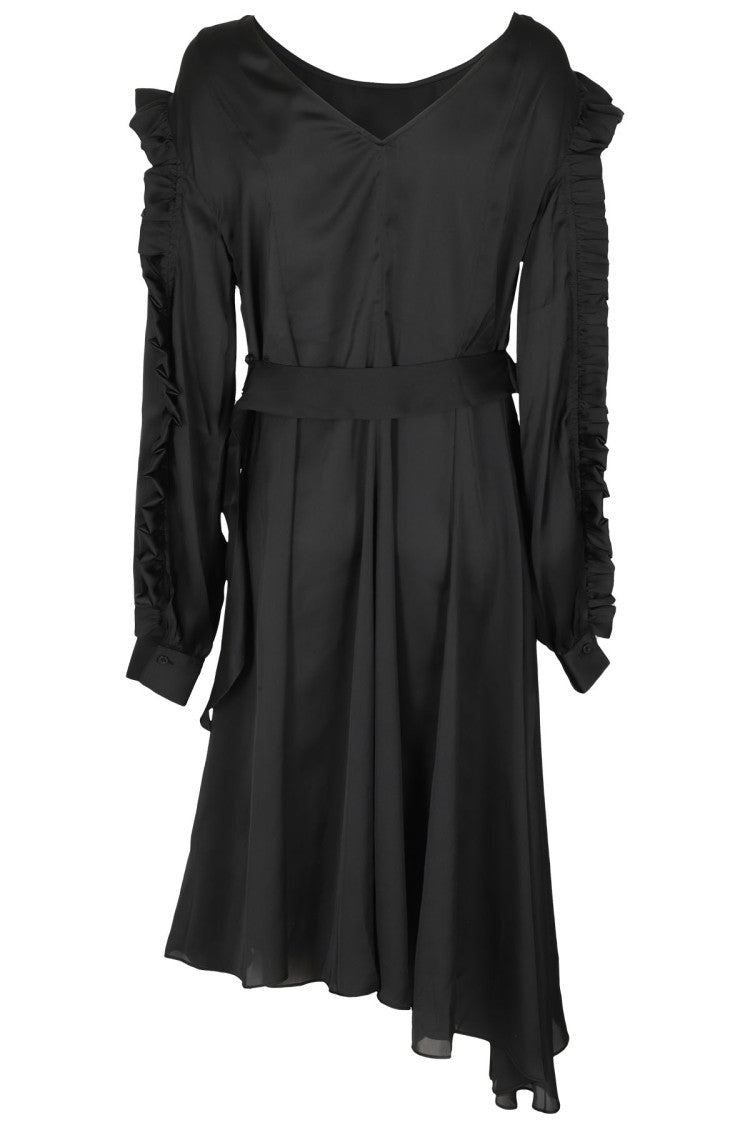 Black Light Satin Draped Dress