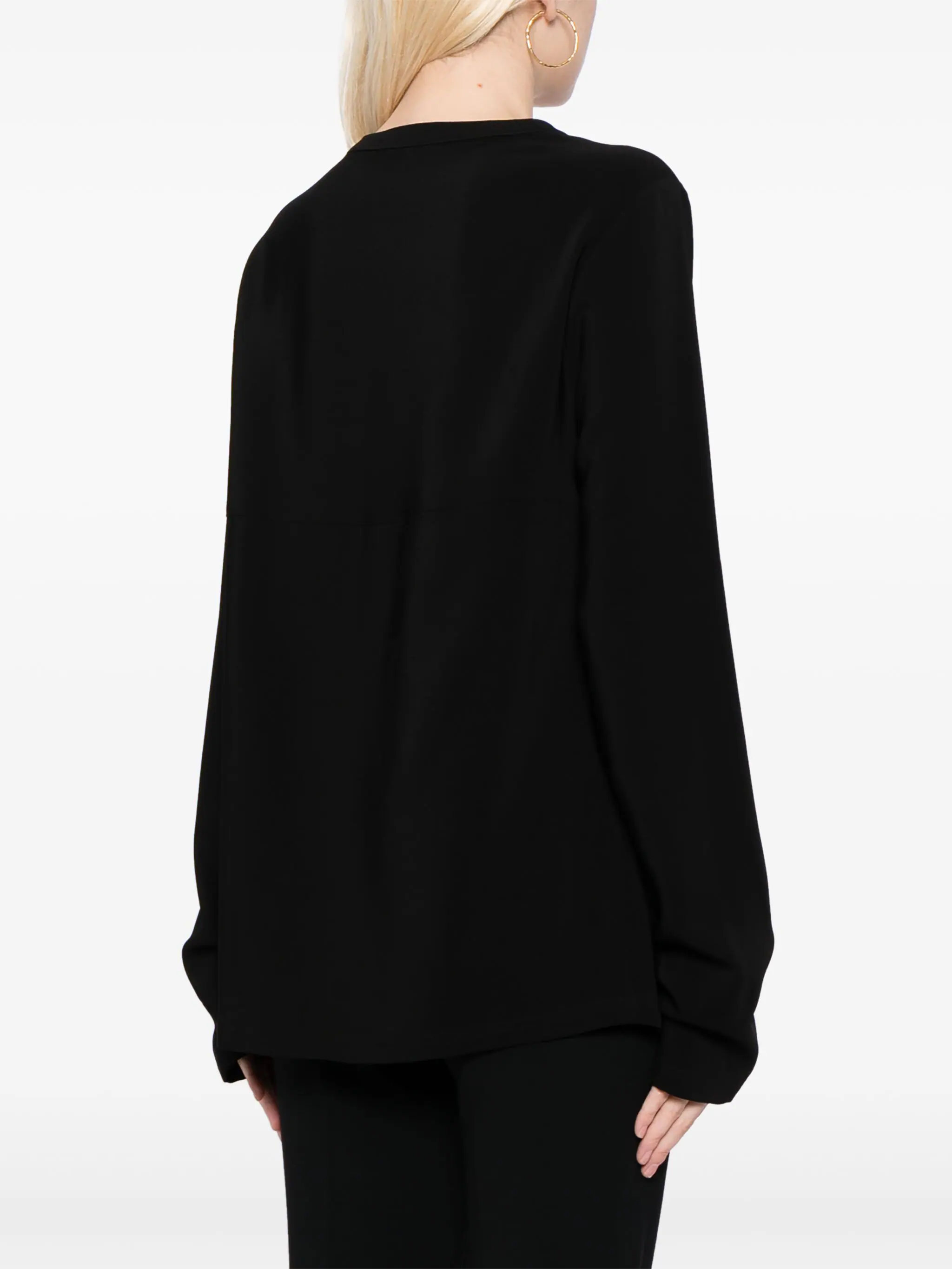 Black Iconic Zip Detailed Viscose Top
