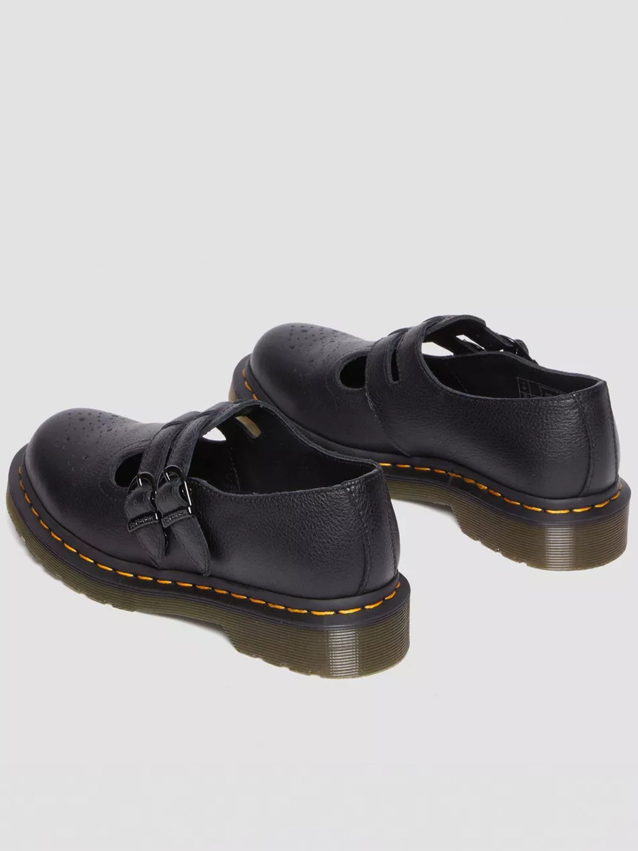 8065 Perforated Black Leather Mary Janes