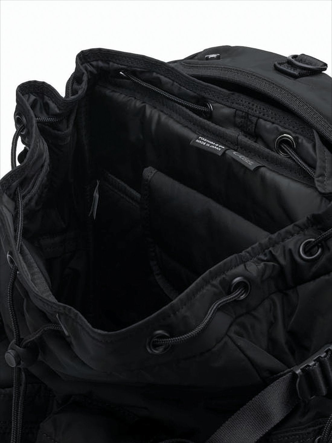 Spacious Black Nylon Backpack With Drawstring Closure