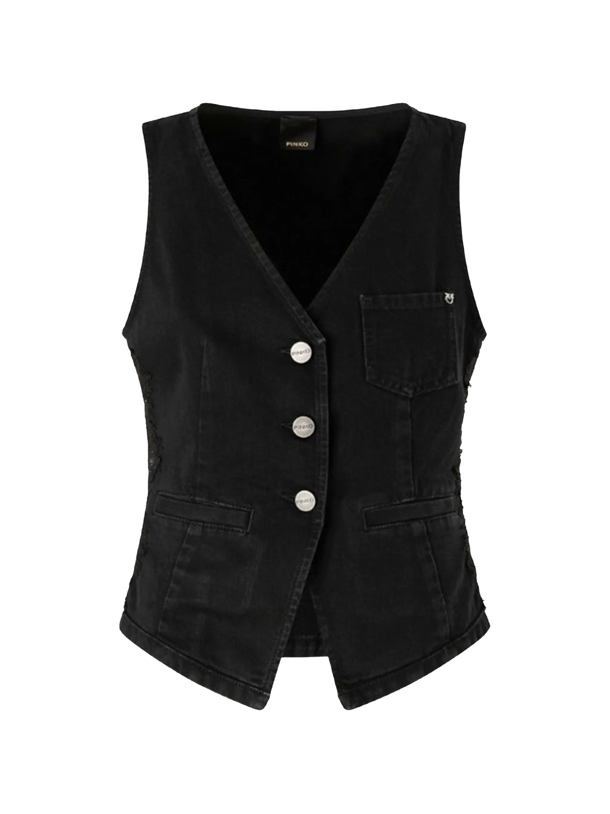 Pink Gardener Sleeveless V-Neck Fabric Vest