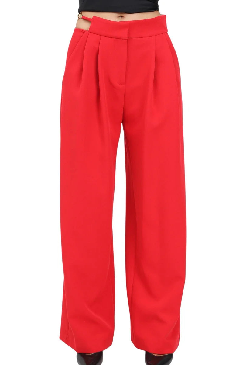 High-Waisted Trousers - Yellow