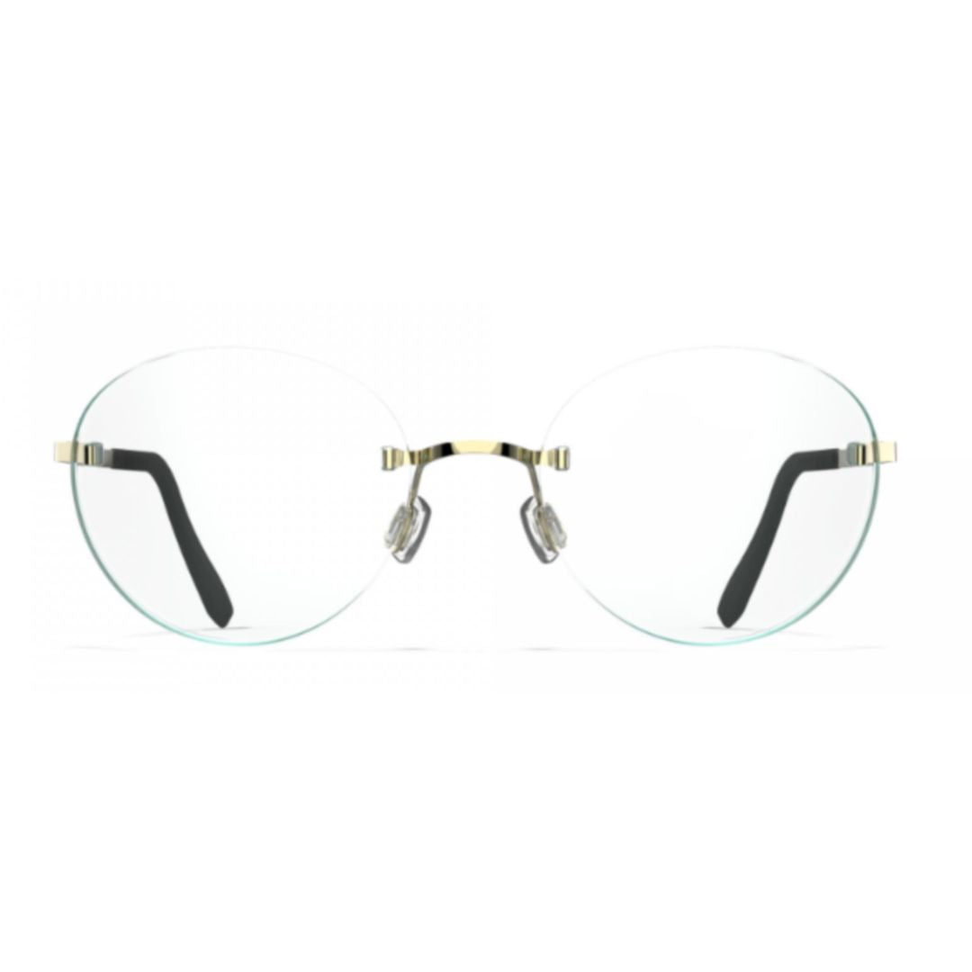 Bf942 Aero A-M Rimless Round Beta-Titanium Eyeglasses with Gold Accents