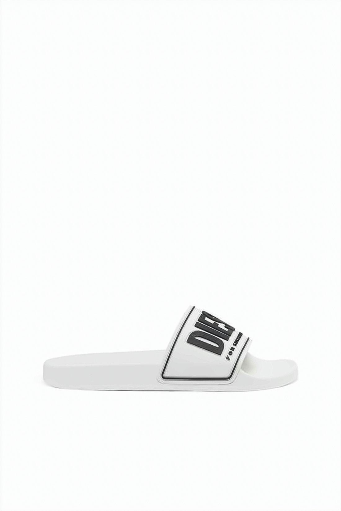 White Slide Sandals with Bold Branding