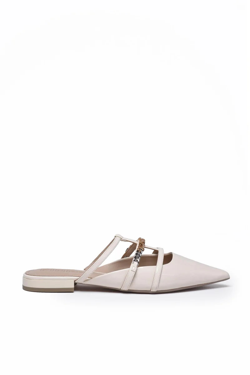 Patent Rubber Mules - White
