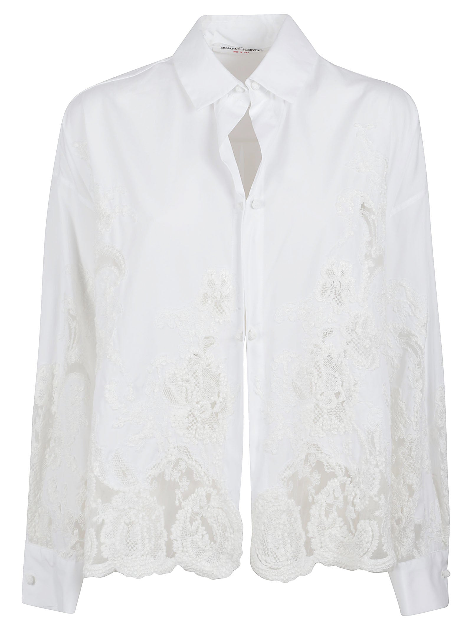 Classic Lace-Detail Shirt with Cropped Silhouette