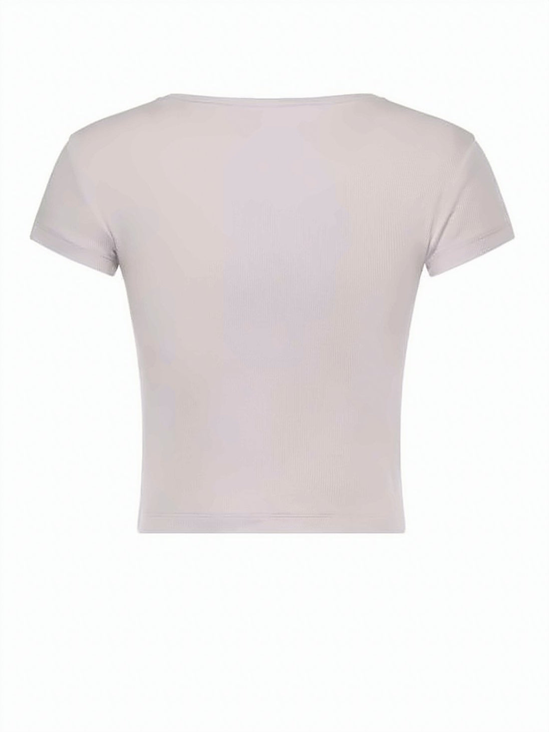 Cropped Short-Sleeved T-shirt with Ribbed Texture