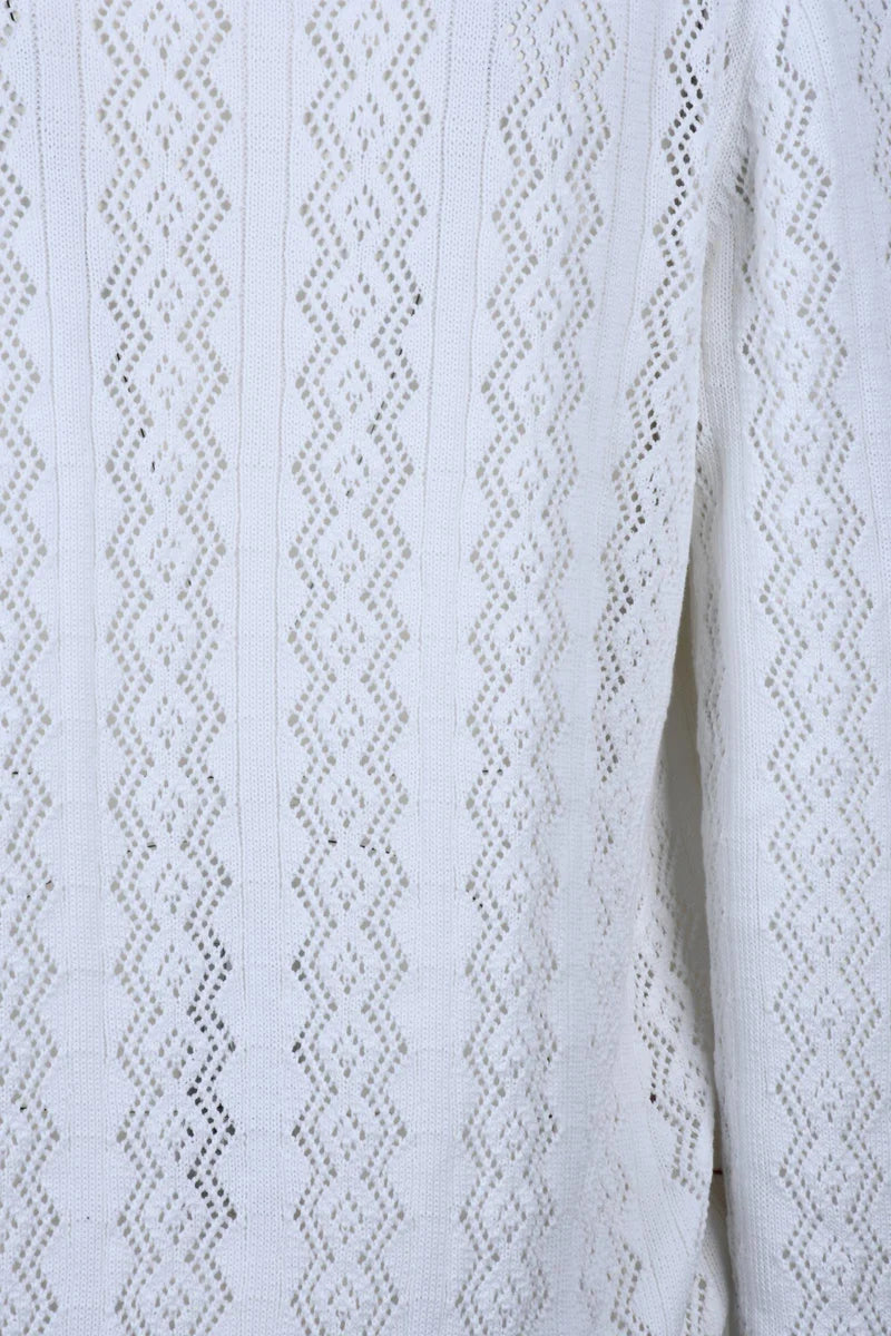 Tricot Cotton Cardigan - White