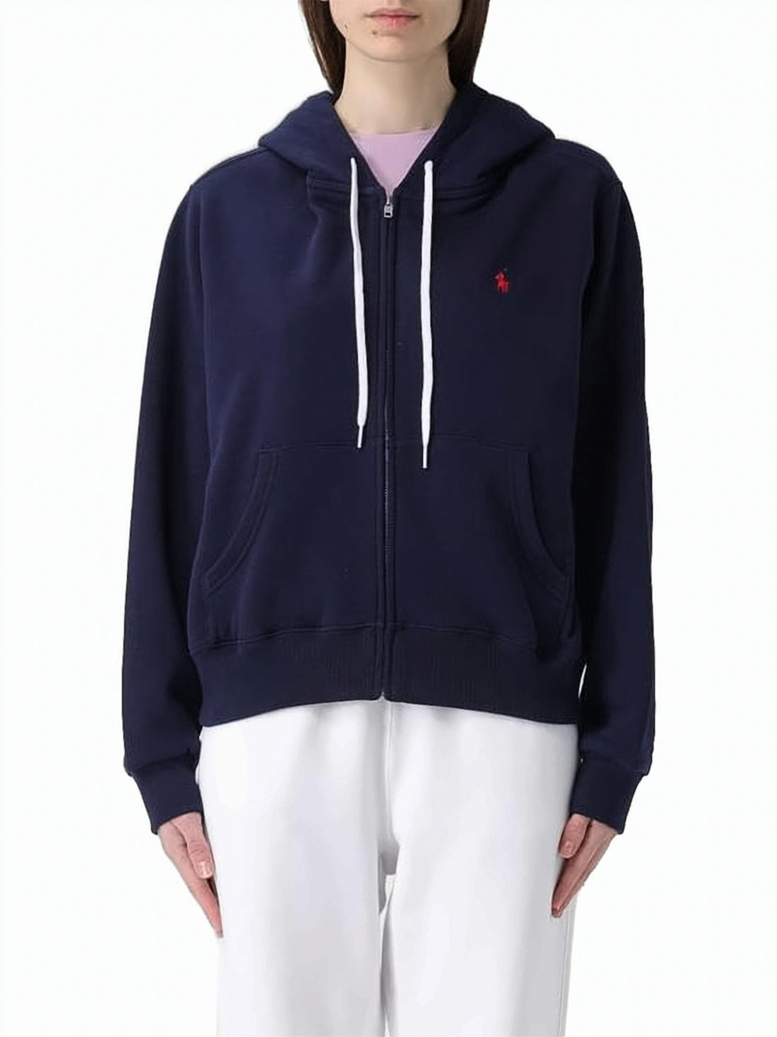 Cropped Zip-Up Hoodie with Drawstring